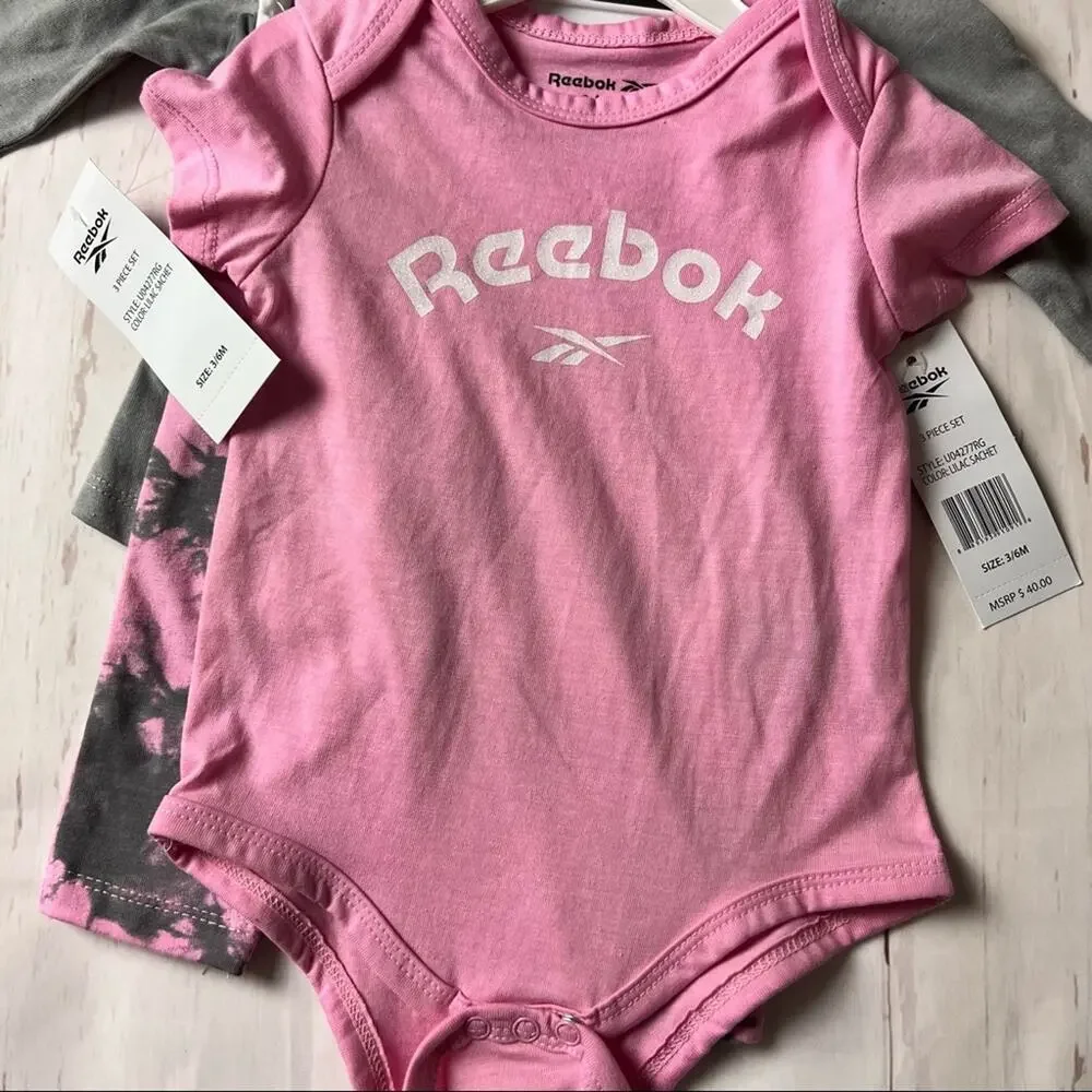 Reebok Baby Three Lilac Sachet Piece Set Sz 3-6 M